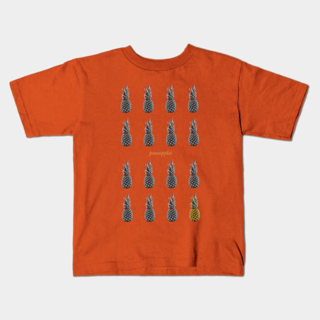 Pineapples Kids T-Shirt by PrintablesPassions